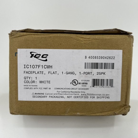 ICC 1-Gang Wall Switch Plate White Single 1-Port Ethernet LOT OF 25 Face Plates - Picture 6 of 6